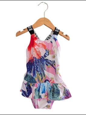 Bonds Baby Girls Pink Floral One-Piece Swimsuit 6-12m